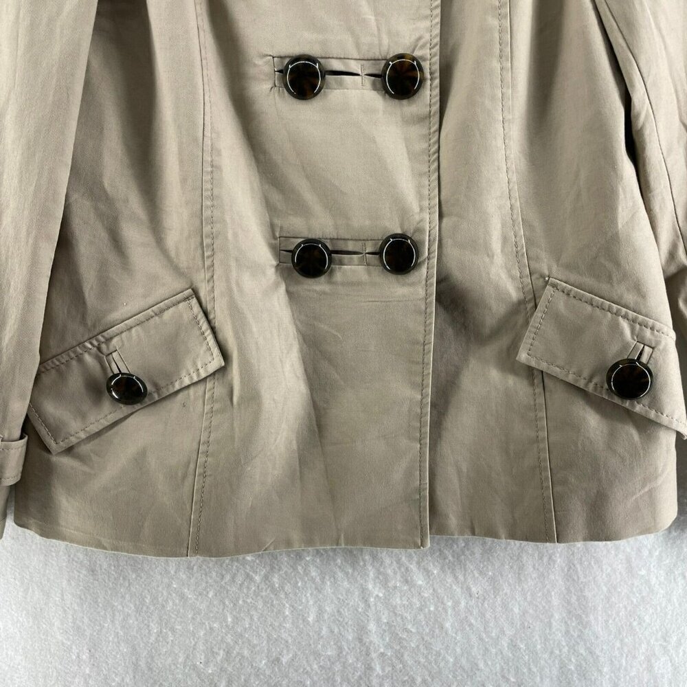 Willi Smith Trench Coat Women's Sz M Beige 4-Button Double-Breasted Stretch - Picture 7 of 10
